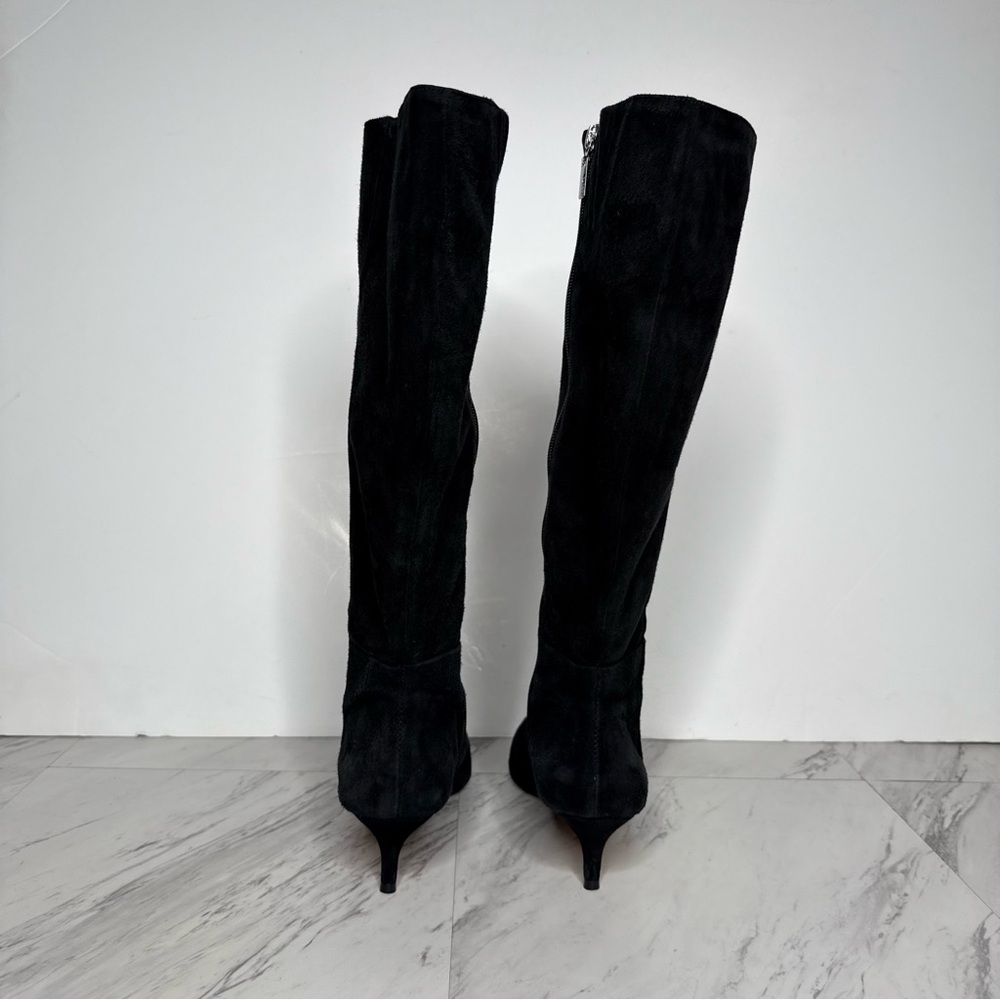 Schutz Pointy Toe Black Suede Kitten Heel Tall Boot 8 1/2 B - Picture 3 of 15
